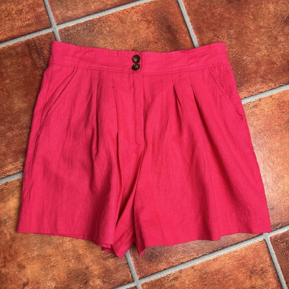 JASON WU Pink Pleated Button Closure High-Waisted Shorts Size 12 - Picture 1 of 6